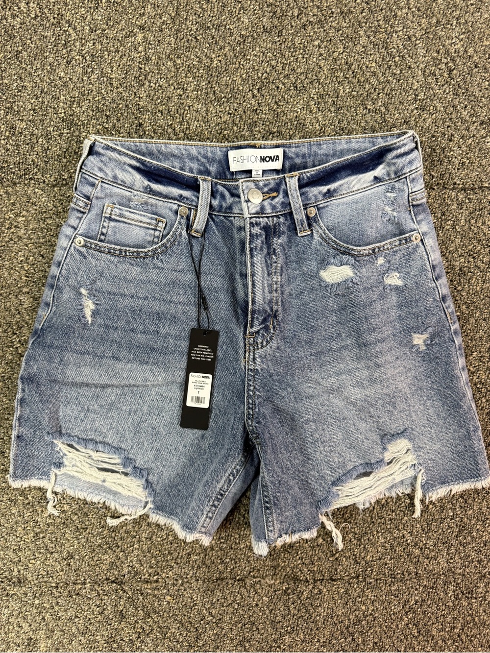 Fashion Nova Light Wash Distressed Denim Shorts